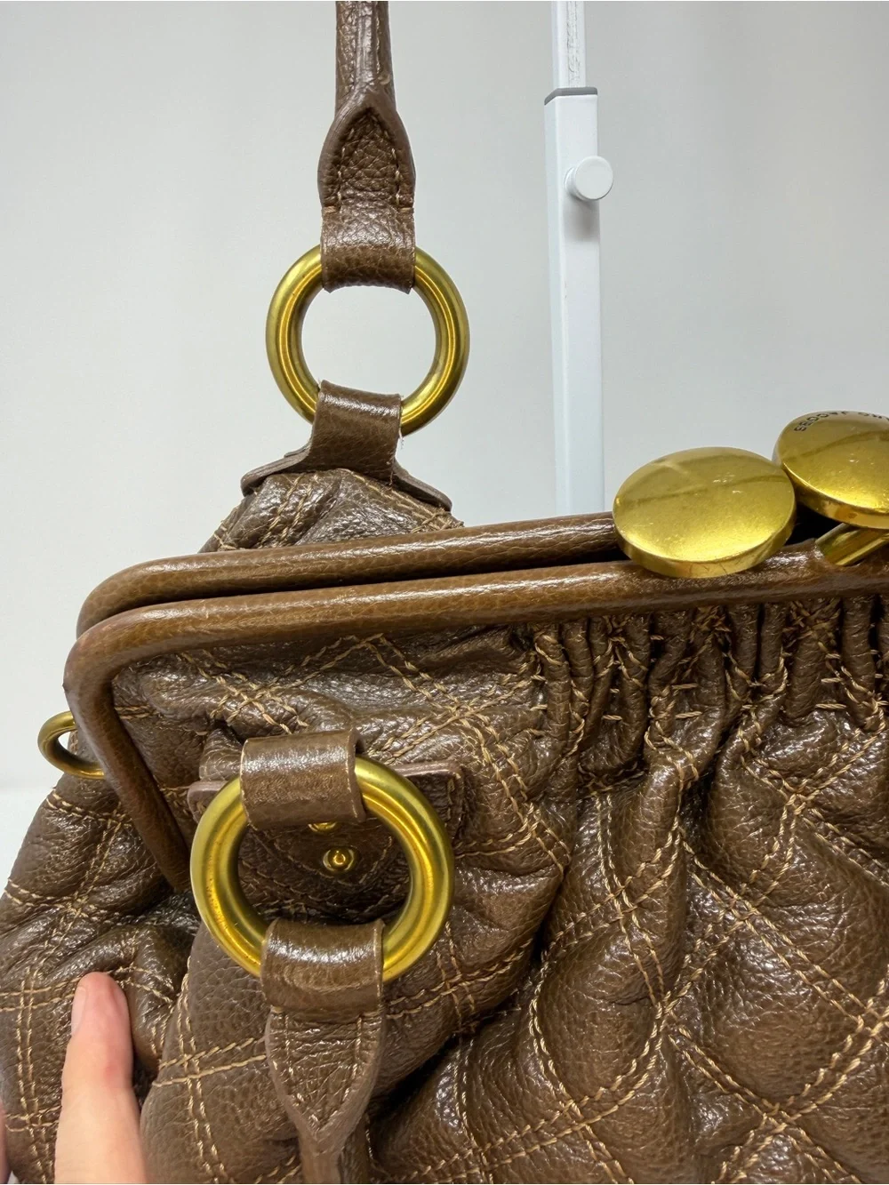 Marc Jacobs Stam Quilted Brown contrast stitch/ maroon suede interior Fall 2005